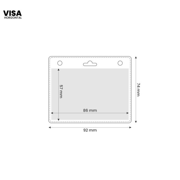 Porta badge in PVC VISA trasparente, resistente e professionale, ideale per eventi, uffici e conferenze, disponibile da AMGS Group.