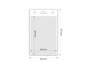 Porta badge in PVC VISA verticale, trasparente e resistente, ideale per tessere aziendali ed eventi professionali, disponibile da AMGS Group.