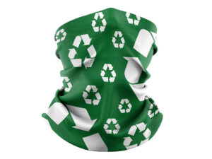 Scaldacollo in rPET personalizzato con motivo a tema riciclo verde – tessuto promozionale di AMGS Group