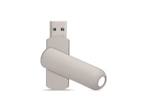 Chiavetta USB 64GB promozionale in metallo argento personalizzata con logo.
